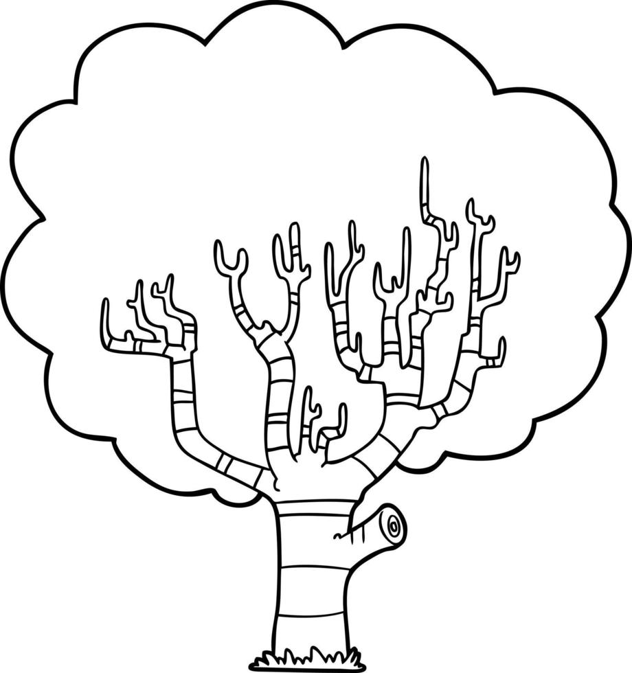 cartoon line drawing tree vector