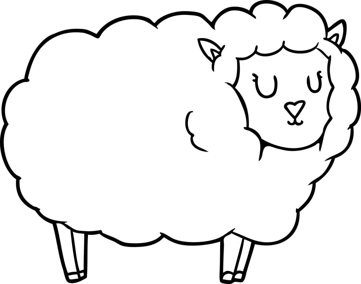 cartoon line drawing sheep vector
