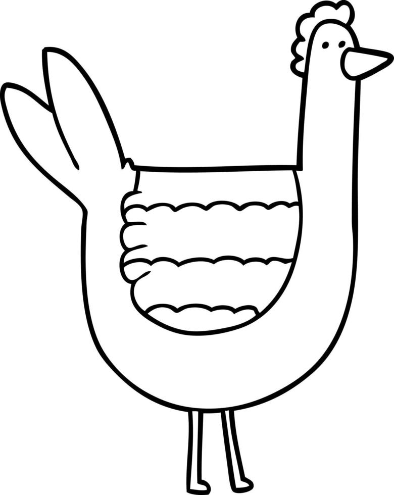 pollo de dibujo lineal de dibujos animados vector