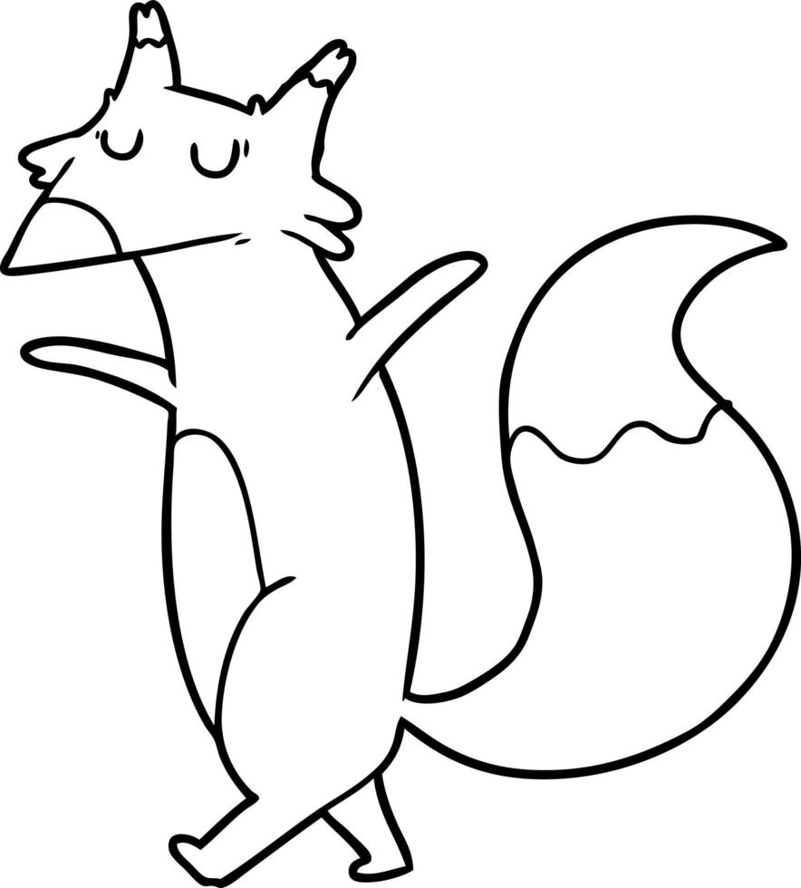 cartoon line drawing fox vector