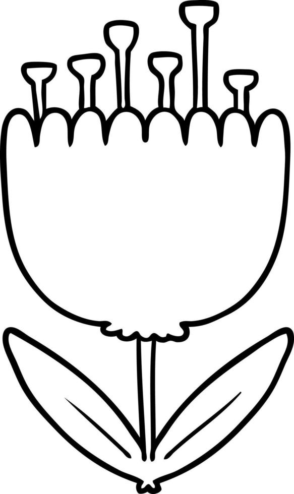 cartoon line drawing flower vector