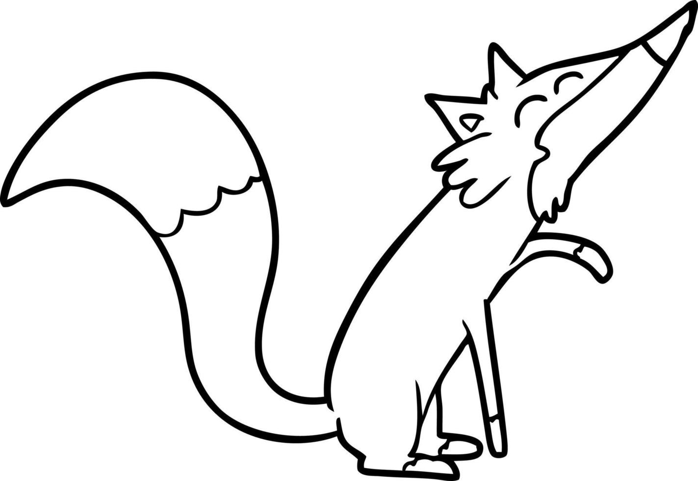 cartoon line drawing fox vector