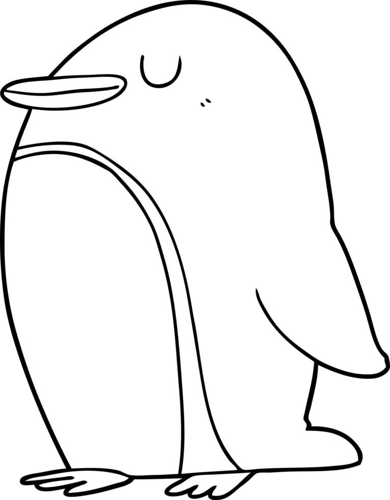 cartoon line drawing penguin vector
