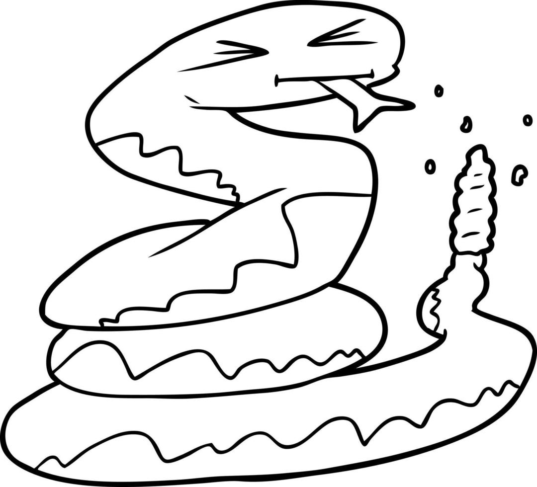 cartoon line drawing rattlesnake vector