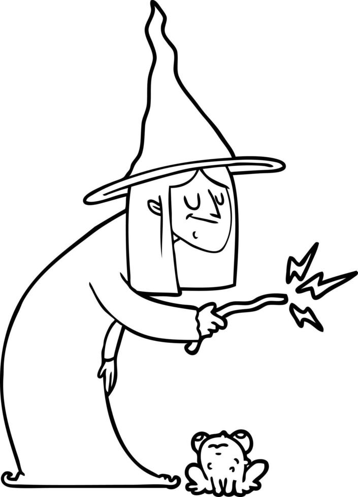 cartoon line drawing witch vector