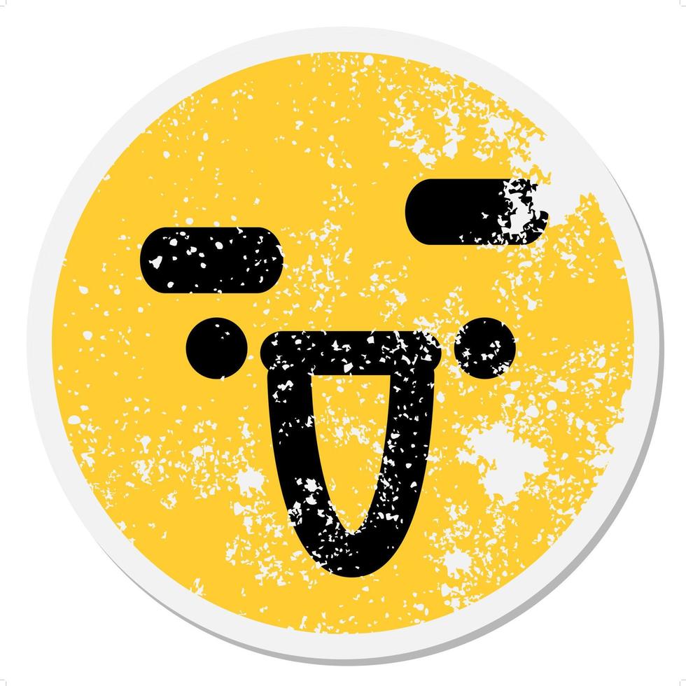 happy expression raising eyebrow face circular sticker vector