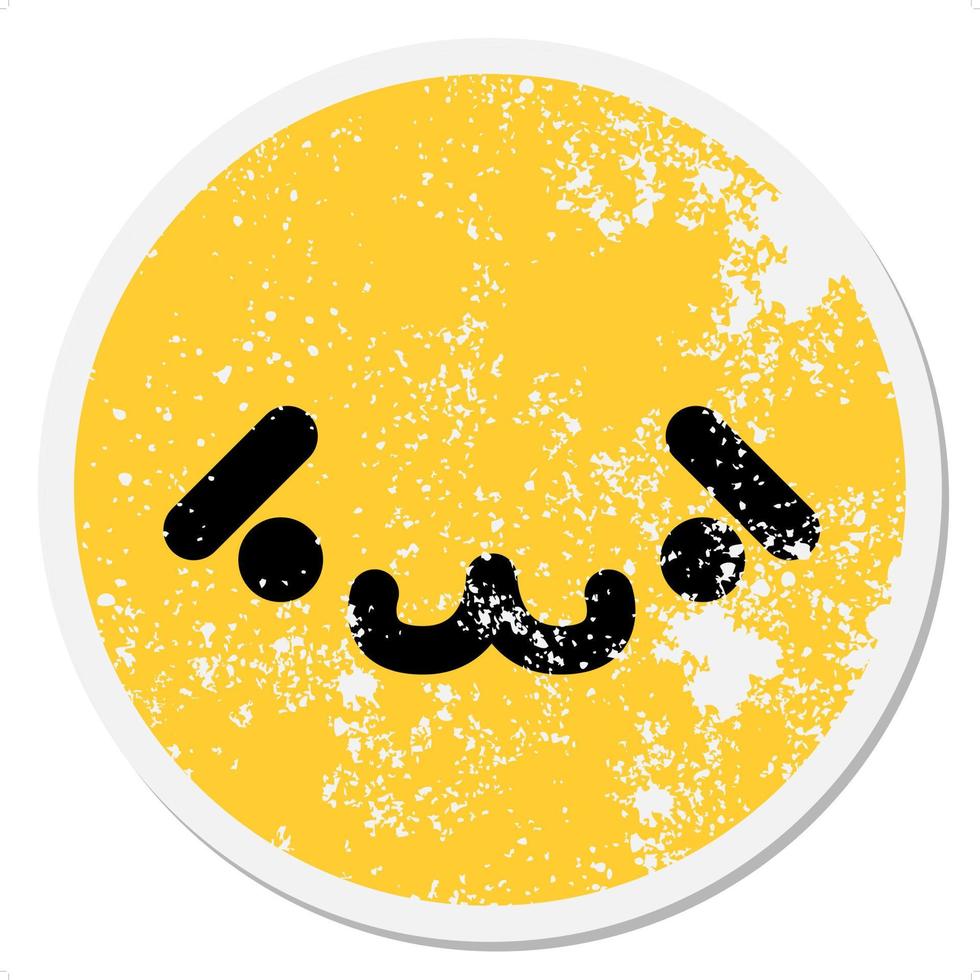 cute shy animal face circular sticker vector
