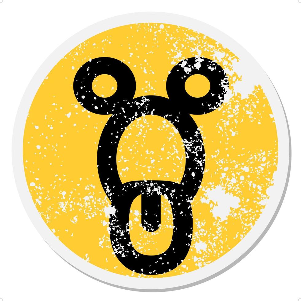 staring nauseous face circular sticker vector