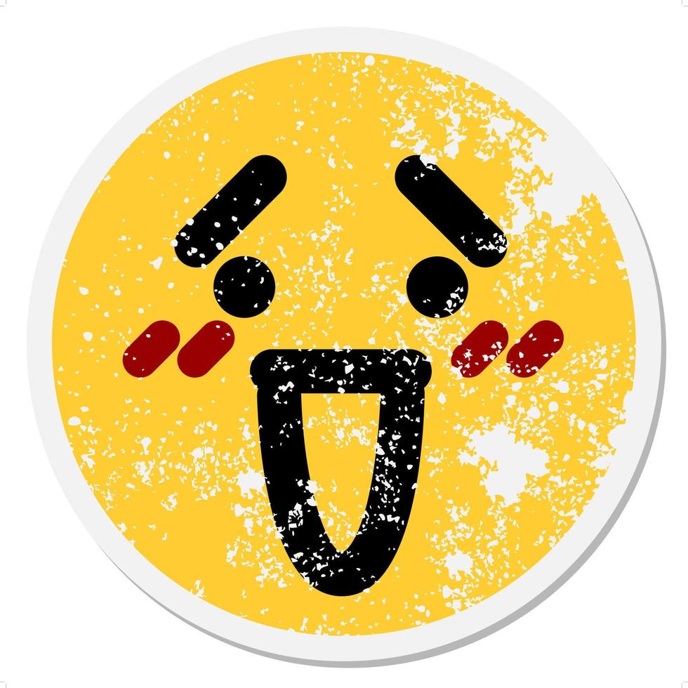 happy surprised face circular sticker vector