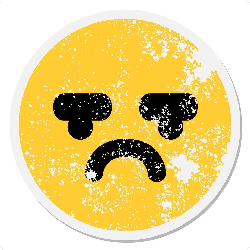 displeased face circular sticker vector