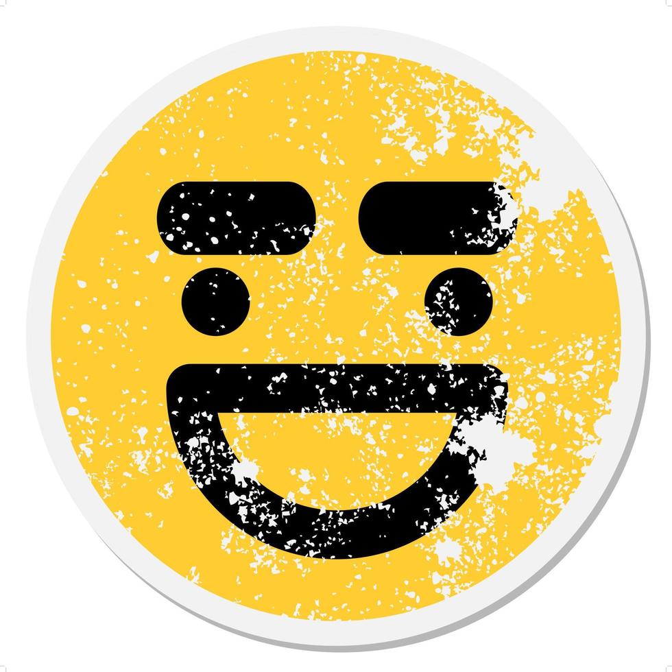 happy big eyebrow face circular sticker vector