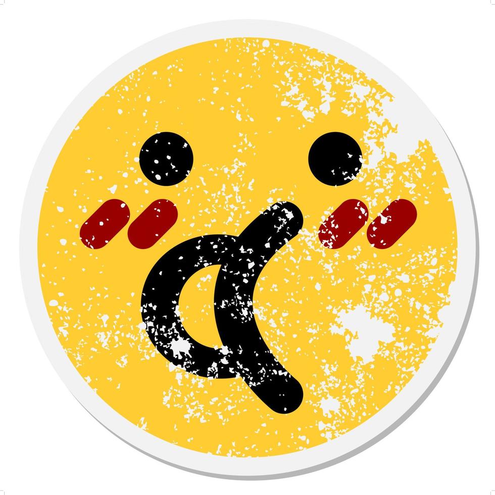 blushing talking face circular sticker vector