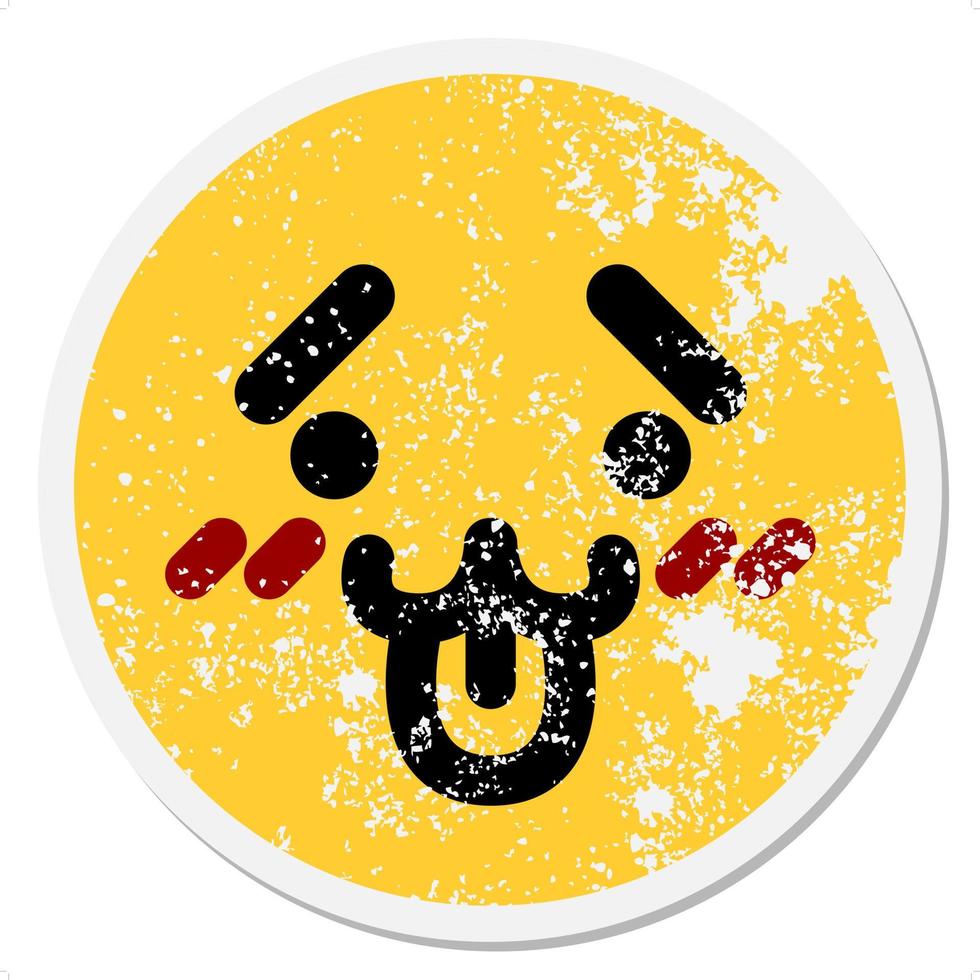 cute blushing animal face circular sticker vector