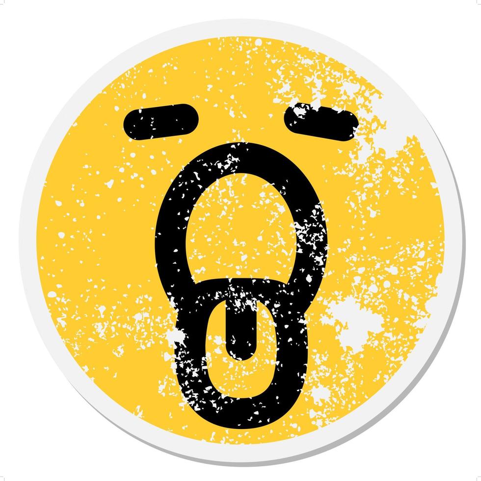 yawning tired face circular sticker vector