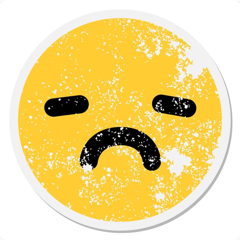 simple unhappy face circular sticker vector