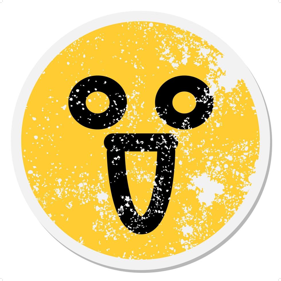happy blank eye face circular sticker vector