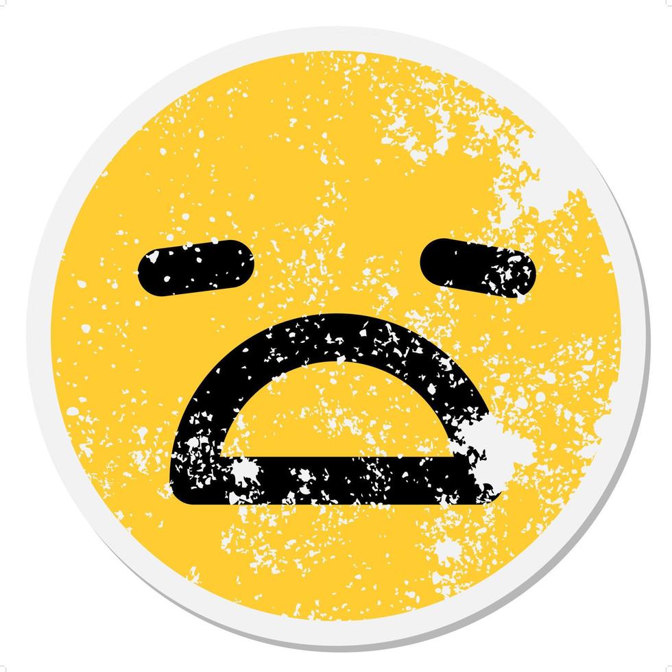 depressed face circular sticker vector