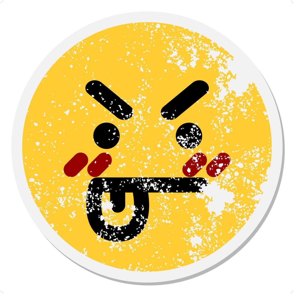 frustrated face circular sticker vector