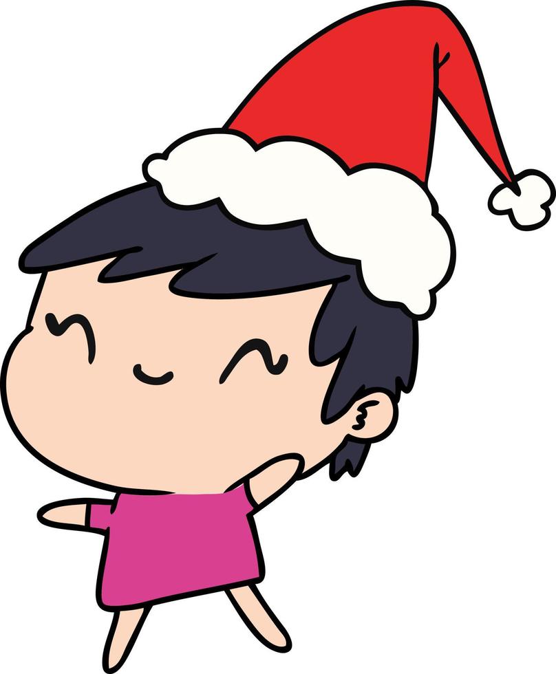 dibujos animados de navidad de chica kawaii vector