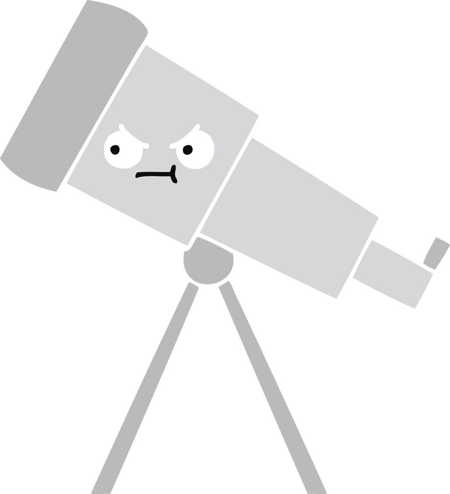 flat color retro cartoon telescope vector