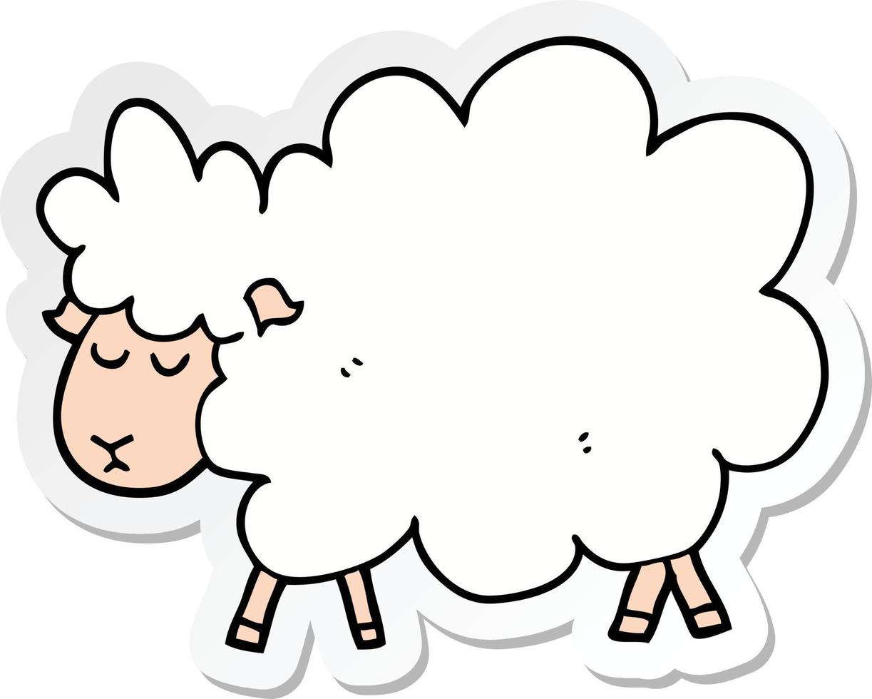 sticker of a cartoon sheep vector