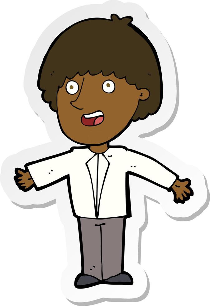 sticker of a cartoon happy man vector