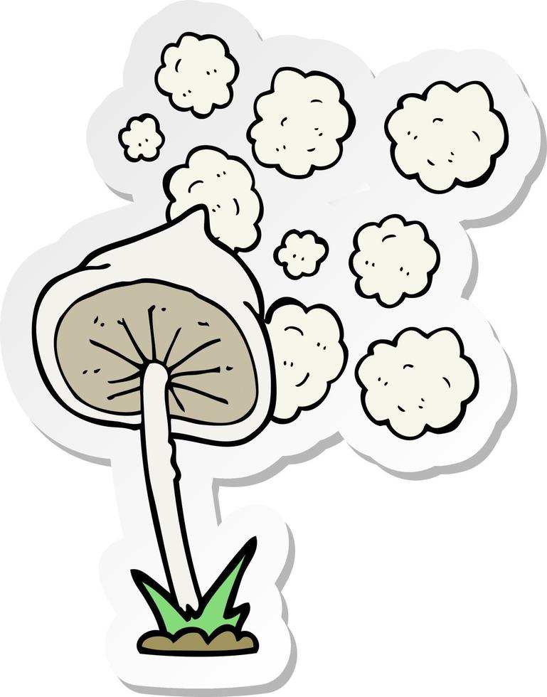 sticker of a cartoon mushroom vector