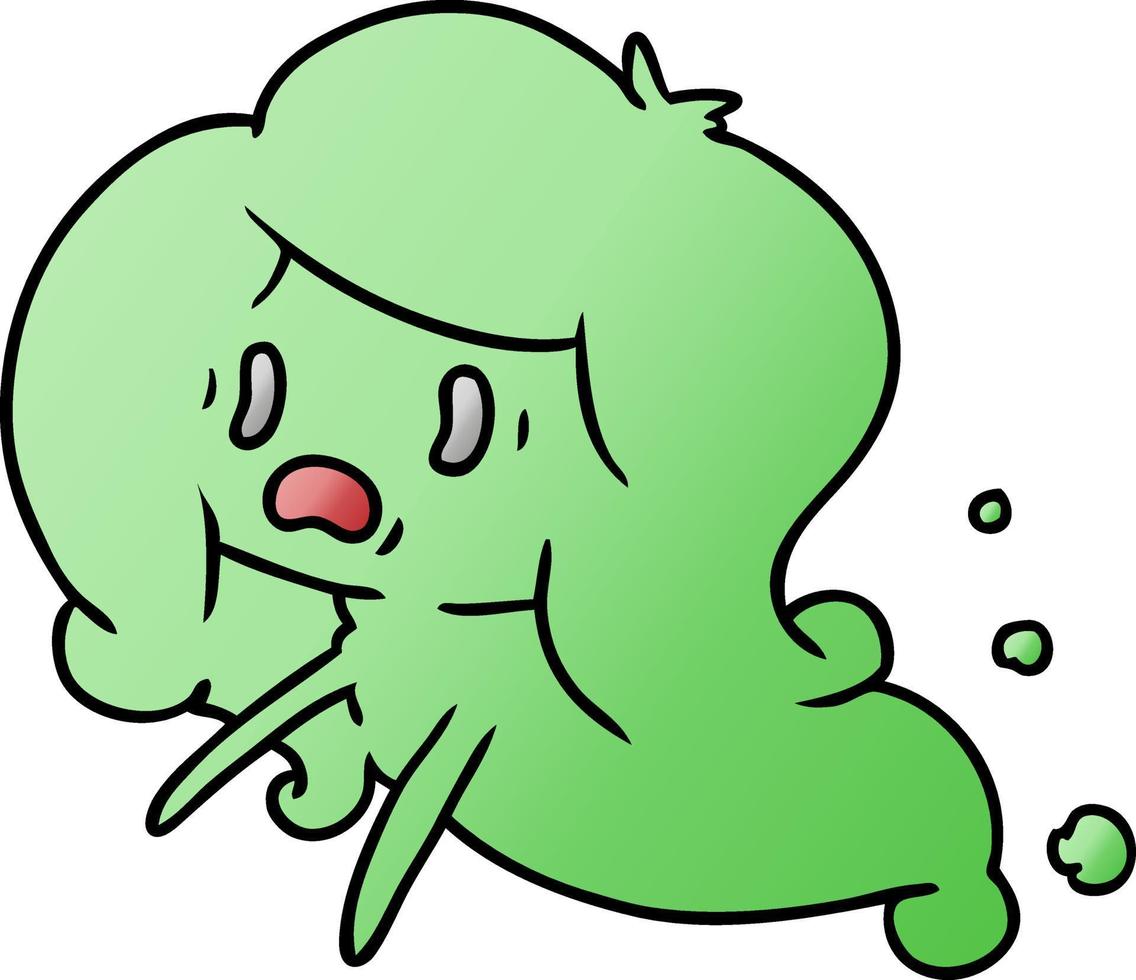 gradient cartoon of kawaii scary ghost vector