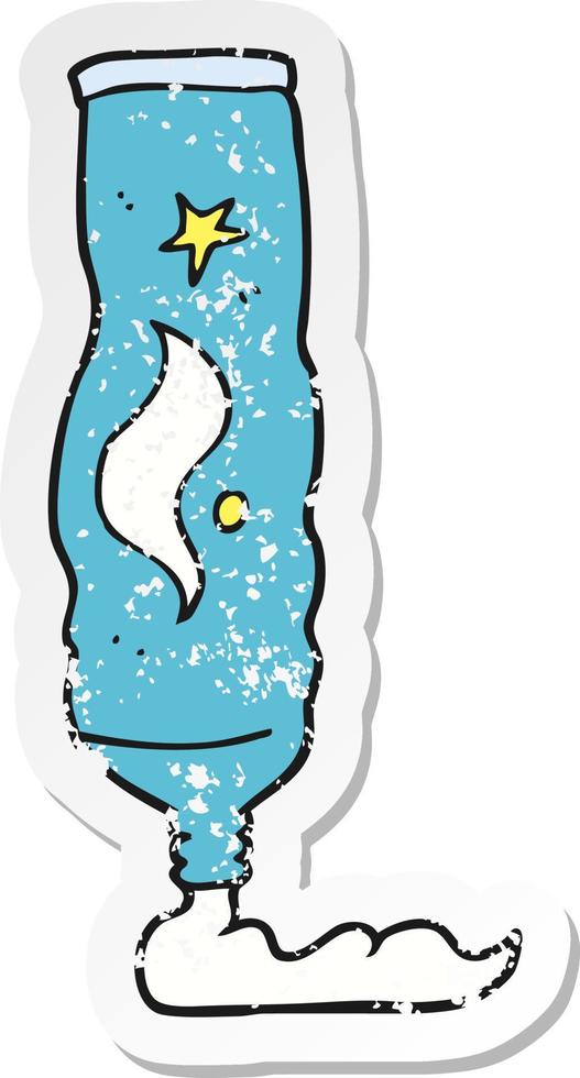 retro distressed sticker of a cartoon toothpaste tube vector