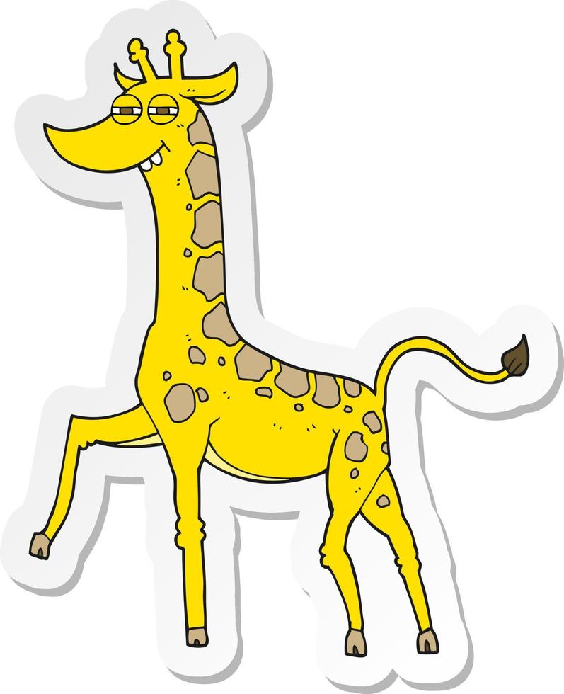 sticker of a cartoon giraffe vector