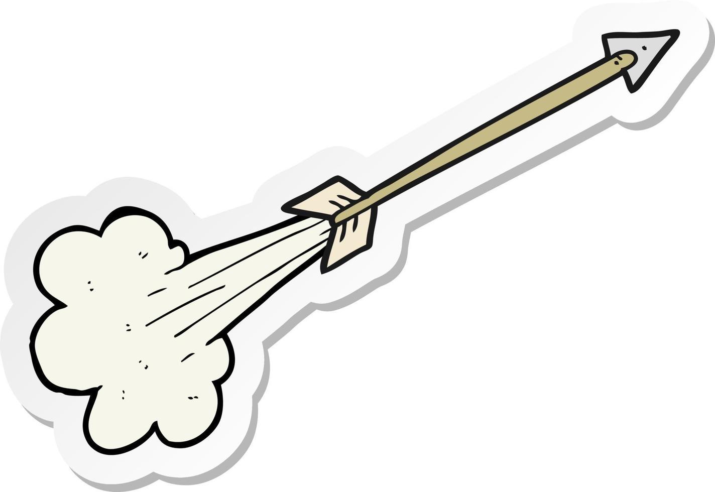 sticker of a cartoon flying arrow vector