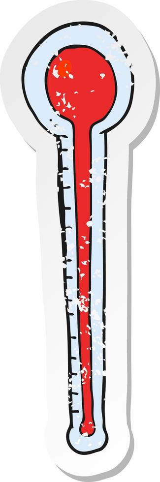 retro distressed sticker of a cartoon thermometer vector