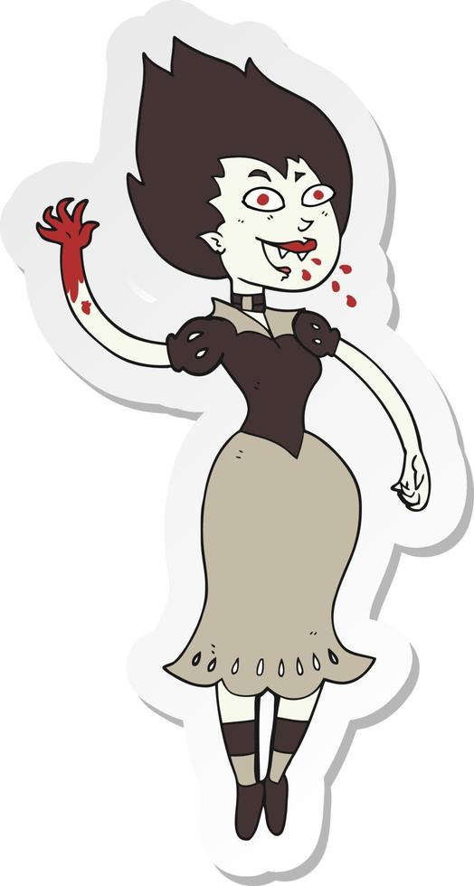 sticker of a cartoon blood sucking vampire girl vector