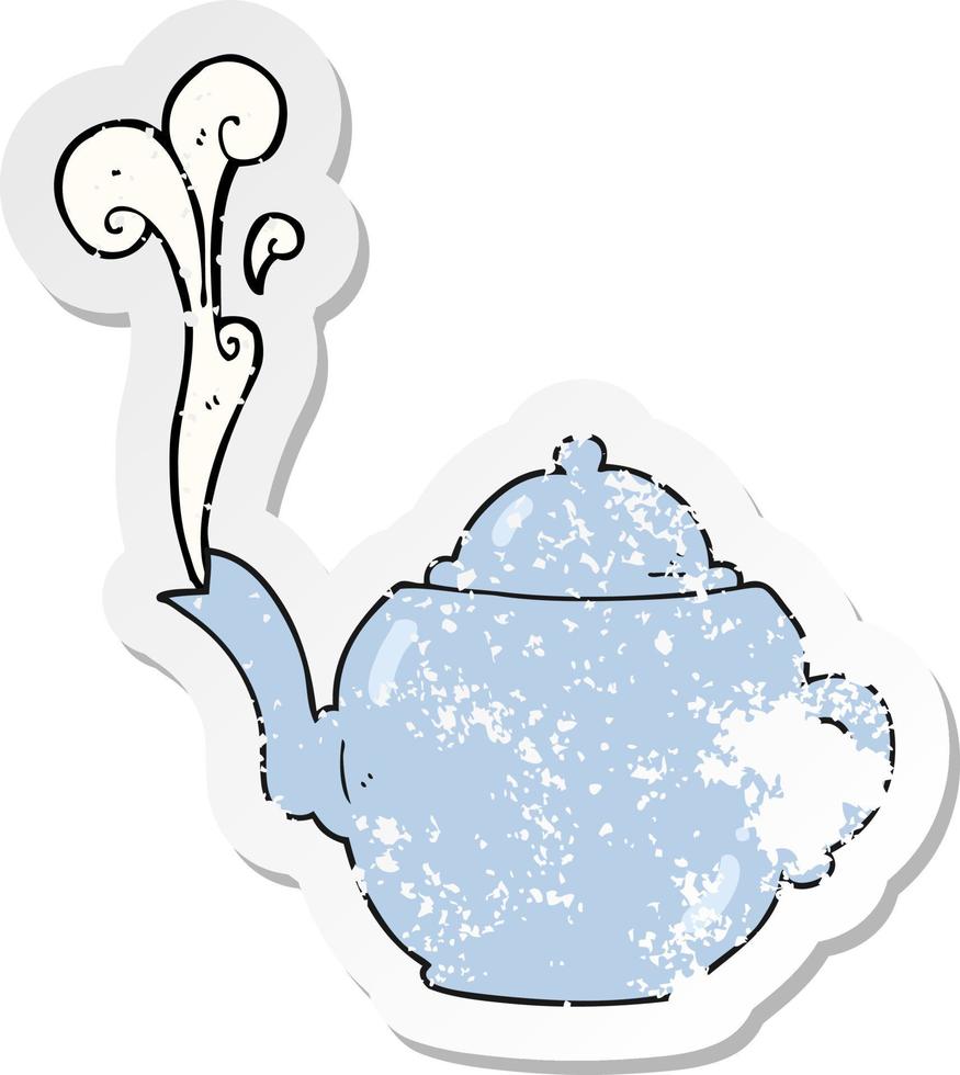 retro distressed sticker of a cartoon teapot vector