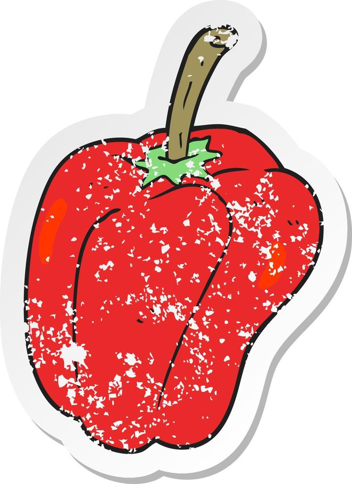 retro distressed sticker of a cartoon pepper vector