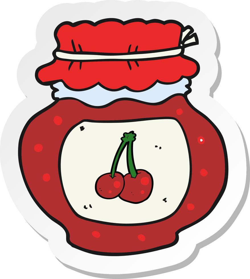 sticker of a cartoon cherry jam vector