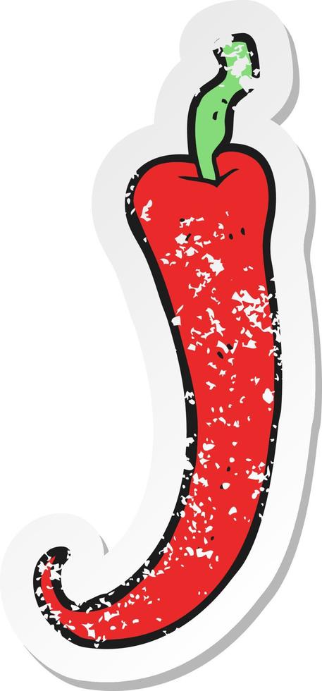 retro distressed sticker of a cartoon chilli pepper vector