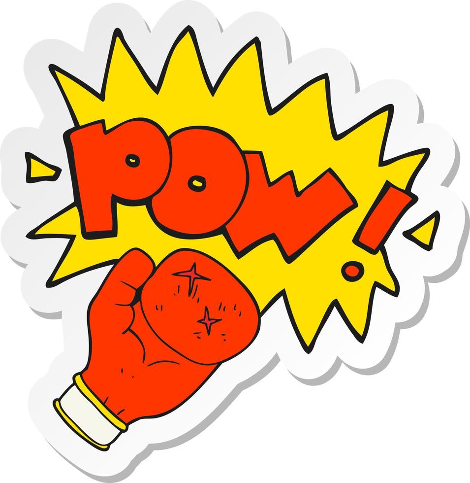 sticker of a cartoon boxing glove punching vector