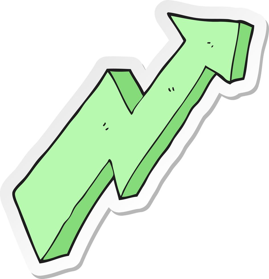 sticker of a cartoon arrow up trend vector