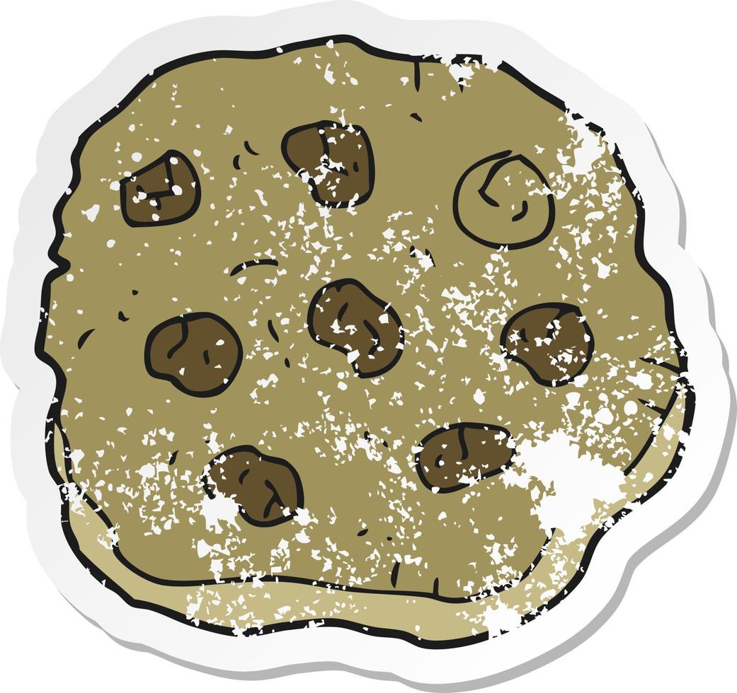 retro distressed sticker of a cartoon cookie vector
