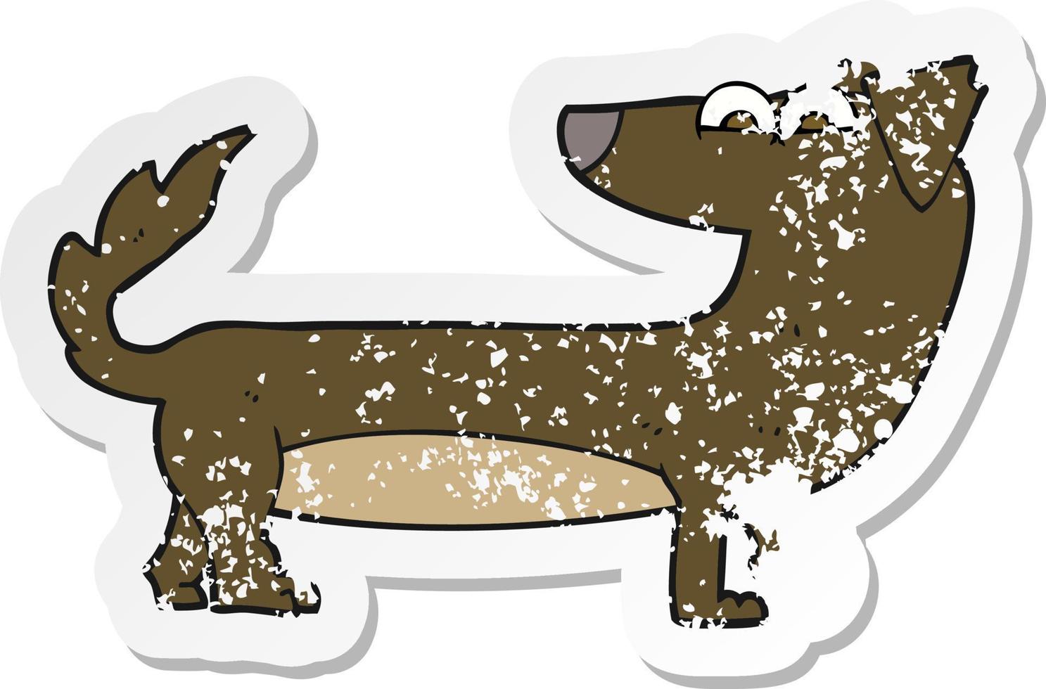 pegatina retro angustiada de un perro de dibujos animados vector