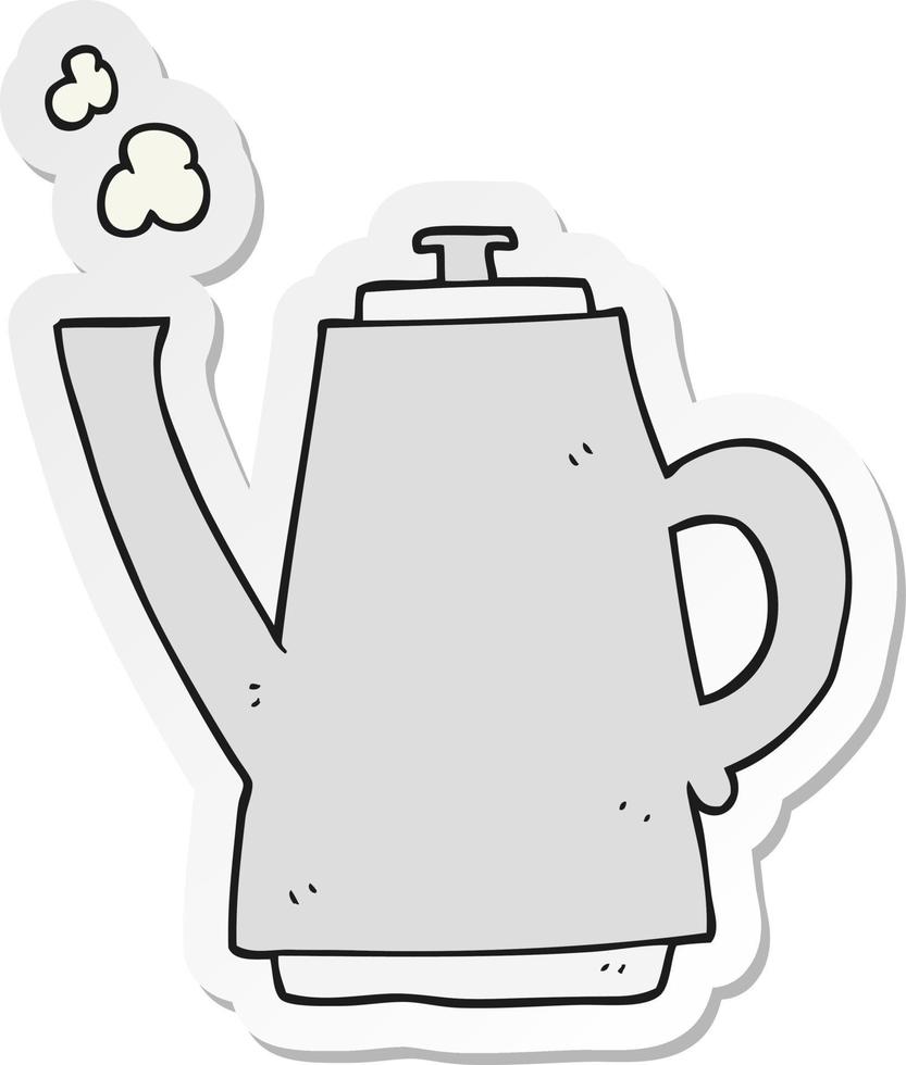 sticker of a cartoon coffee kettle vector