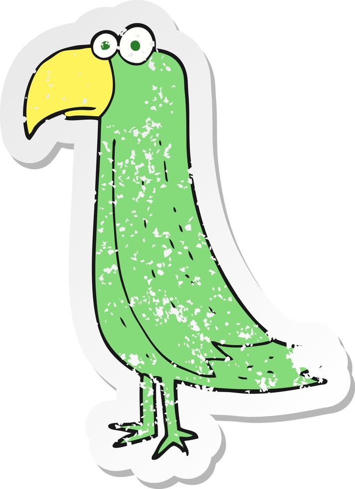 retro distressed sticker of a cartoon parrot vector
