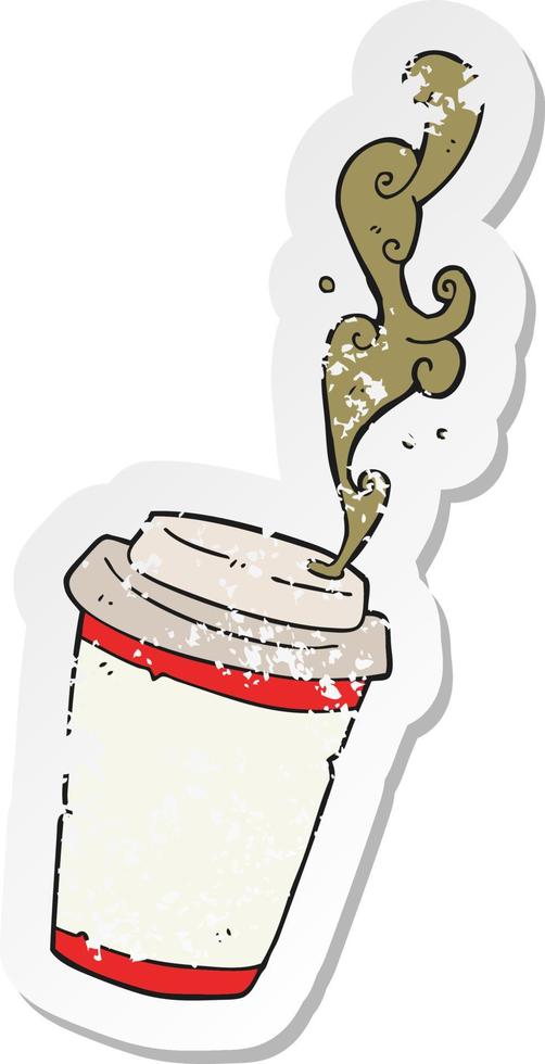 retro distressed sticker of a cartoon take out coffee vector