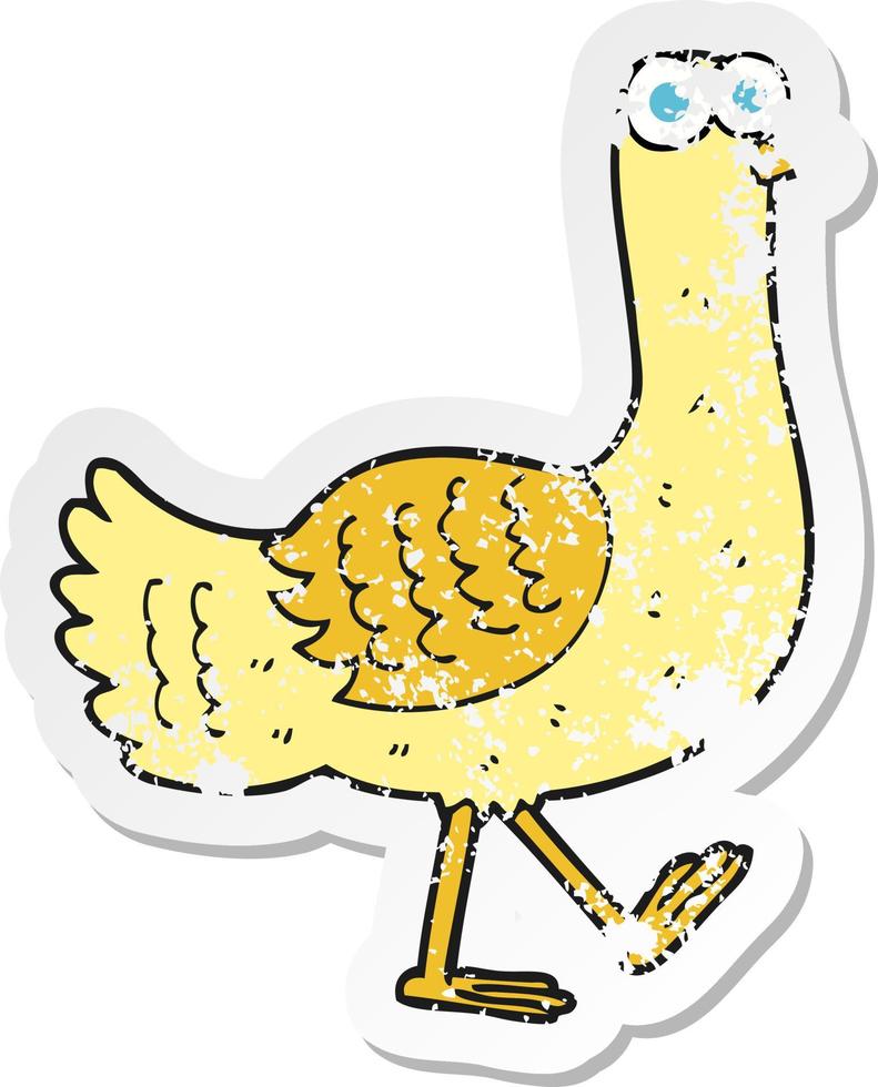 retro distressed sticker of a cartoon bird vector