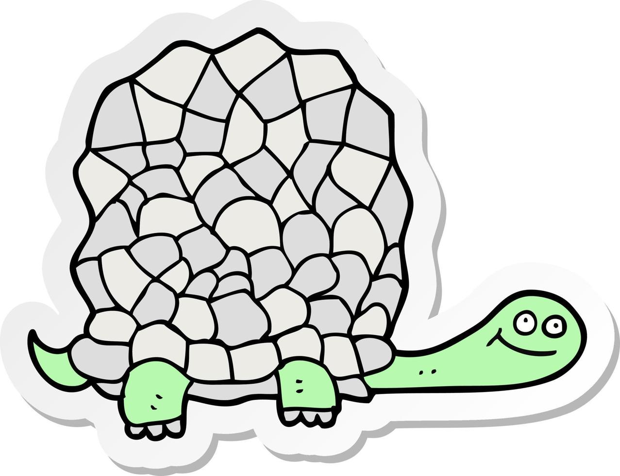 sticker of a cartoon tortoise vector