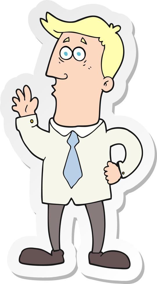 sticker of a cartoon businessman vector