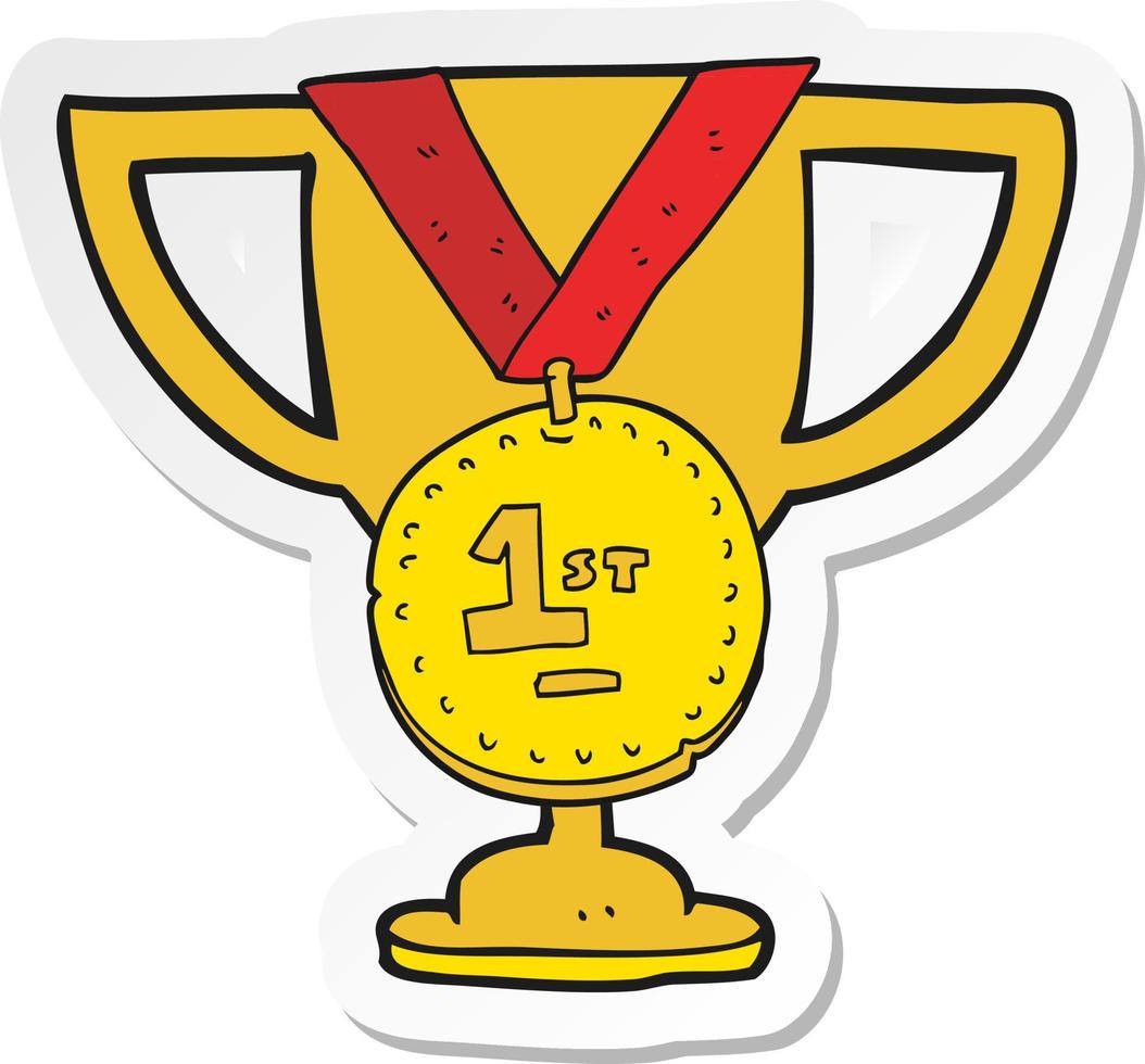 sticker of a cartoon sports trophy vector