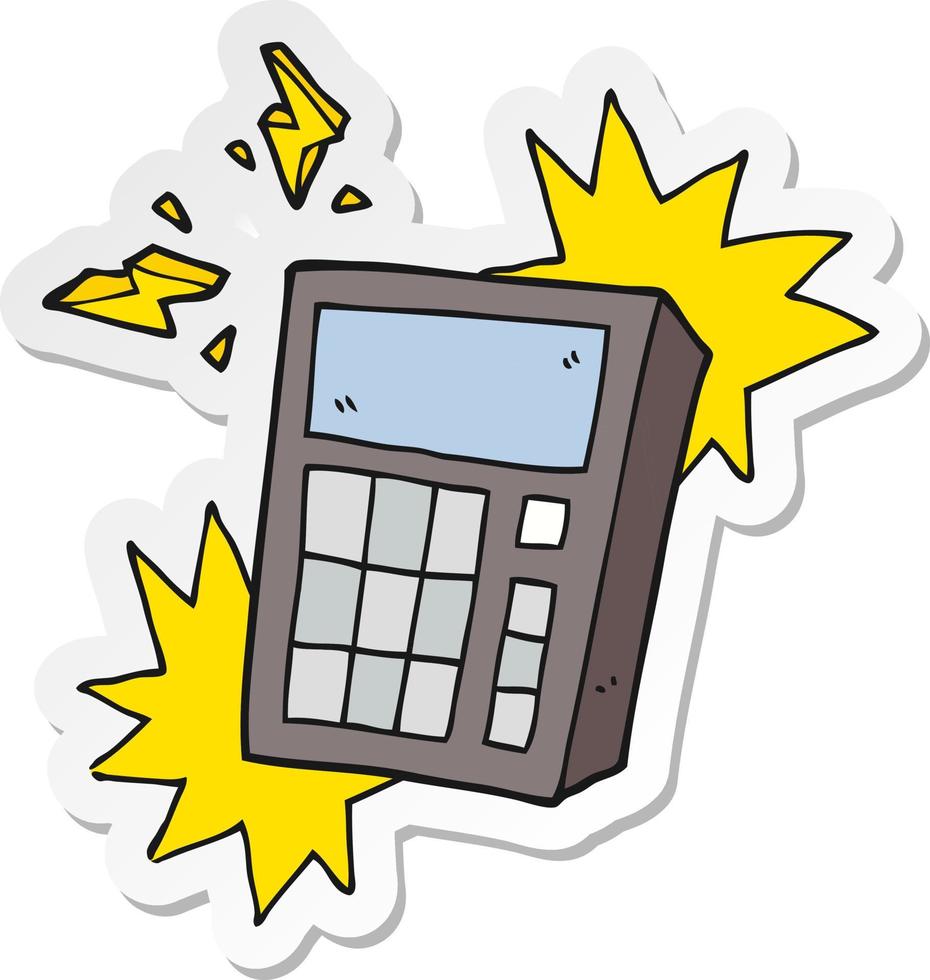 sticker of a cartoon calculator vector