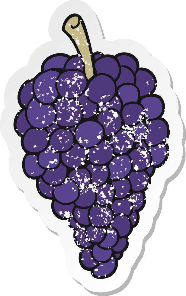 pegatina retro angustiada de una caricatura de uvas vector